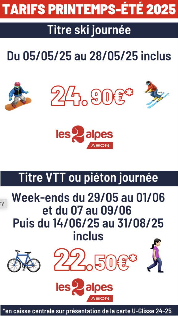 Tarifs printemps - été 2025