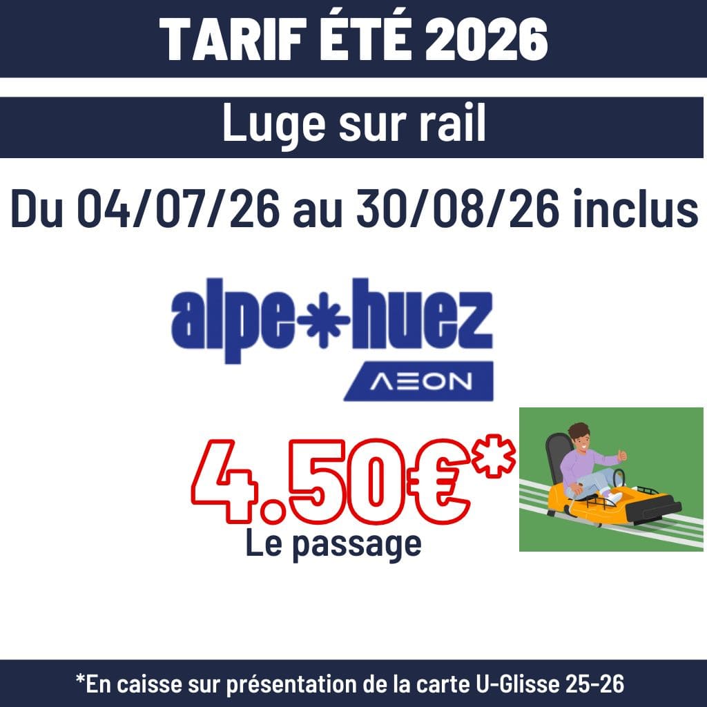 Tarif 2026 été luge sur rail Huez